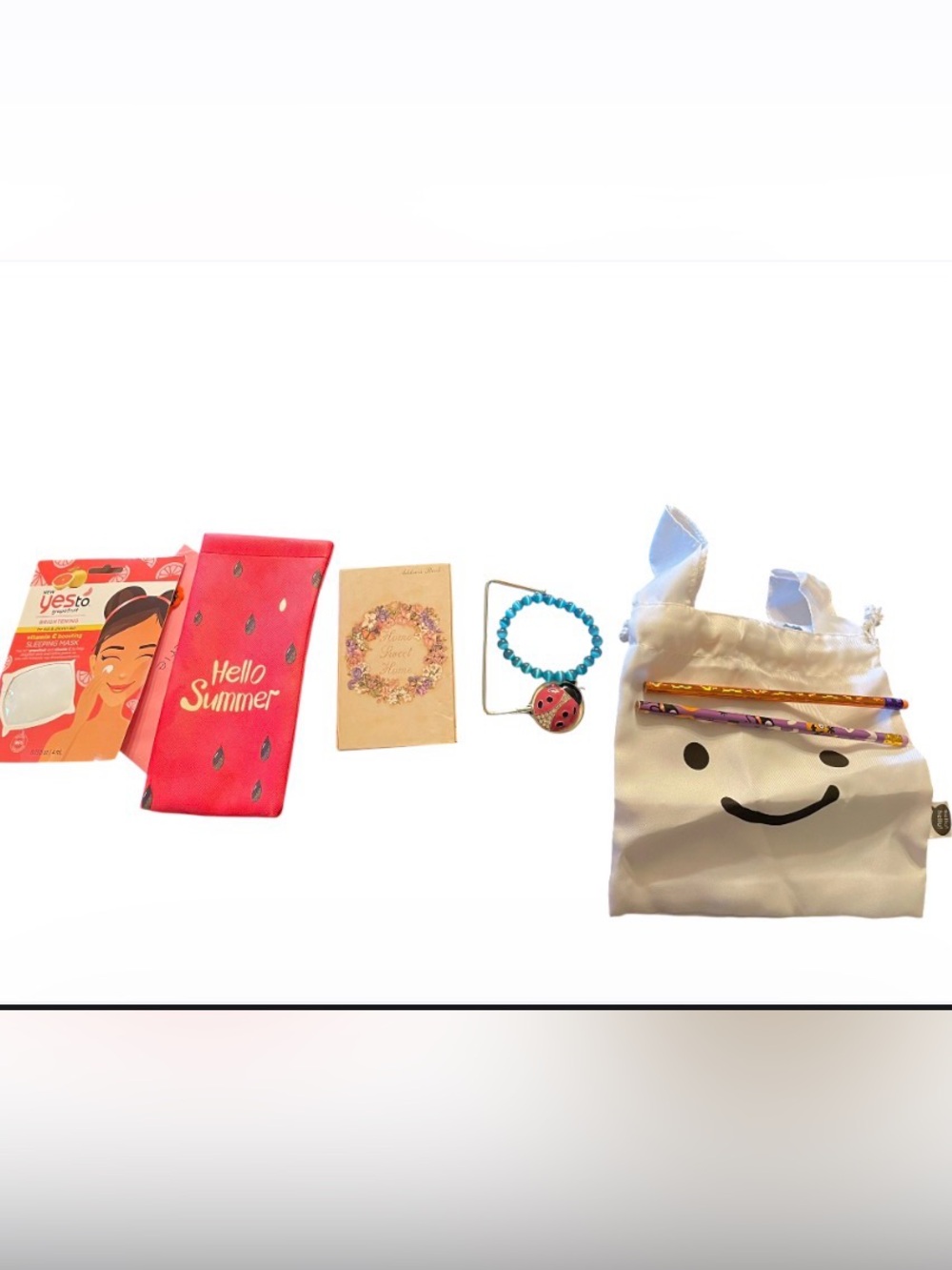 Kids Pink 'Hello Summer' Accessory Set with Smiley Tote